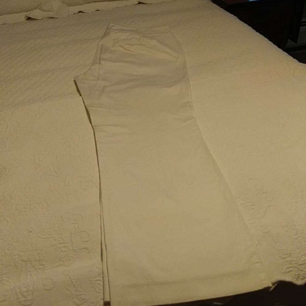 New York & Company White Cotton Stretch Pants